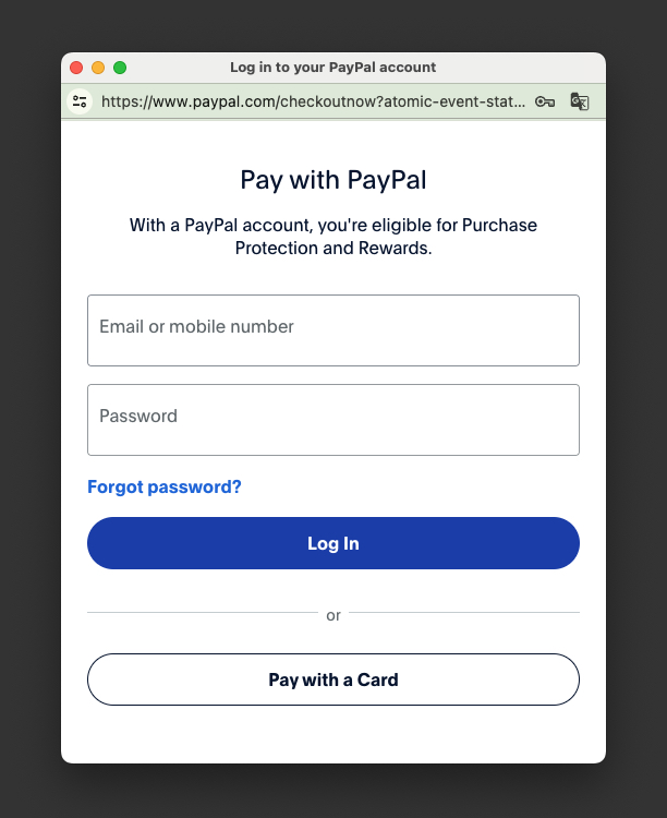 paypal 결제 팝업